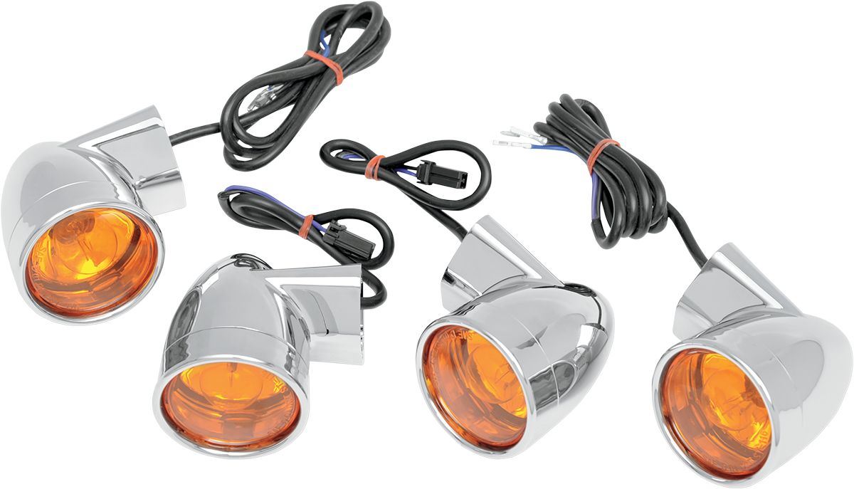 Drag Specialties Turn Signal Kit Bullet Style Amber Chrome - Part #20200391 - Hogparts UK
