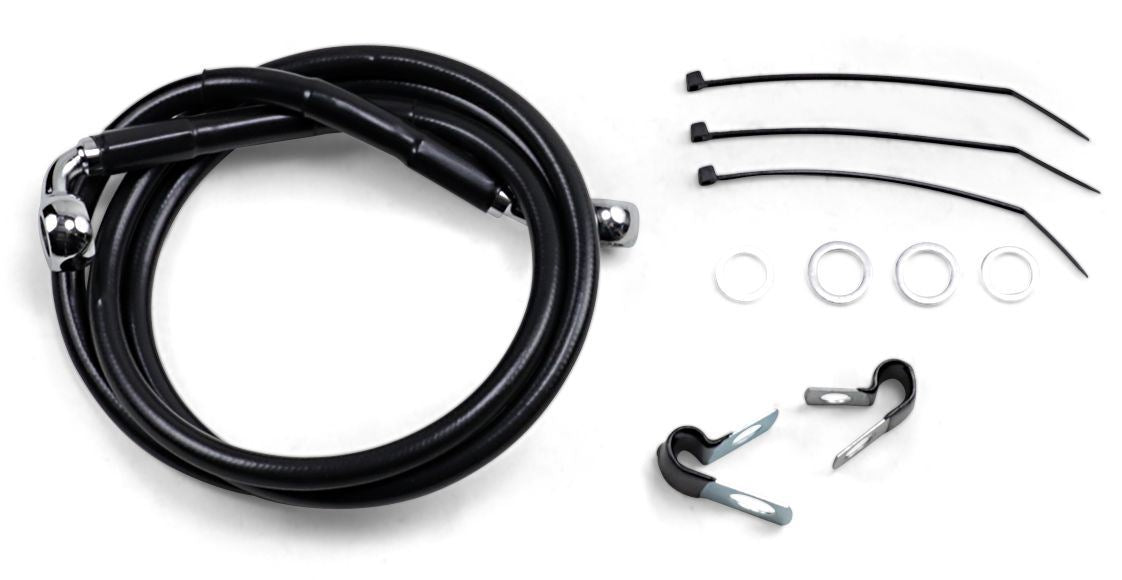 Drag Specialties Front Brake Line Black Vinyl Coated Stainless Steel Extended 6" - Part #17412559 - Hogparts UK