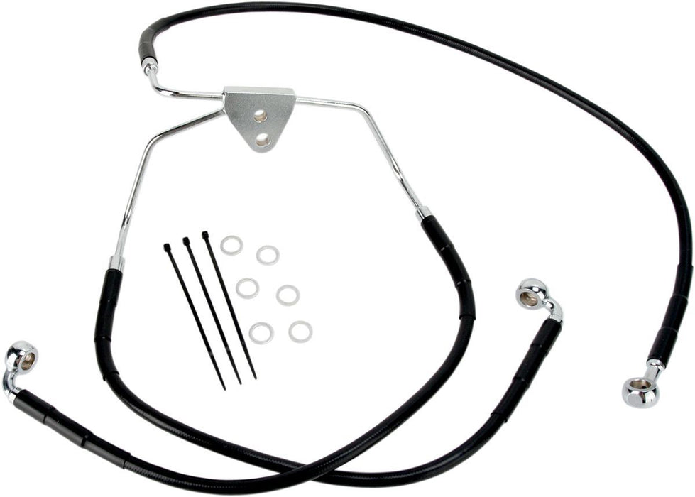 Drag Specialties Front Brake Line Black Vinyl Coated Stainless Steel Extended 8" - Part #17412512 - Hogparts UK
