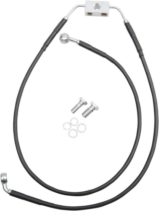 Drag Specialties Brake Line Stainless Steel Black Coated Front/Upper/Lower Extended +8" - Part #17413806 - Hogparts UK