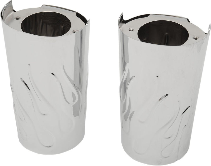 Drag Specialties Fork Slider Covers Flame Chrome - Part #04110130 - Hogparts UK