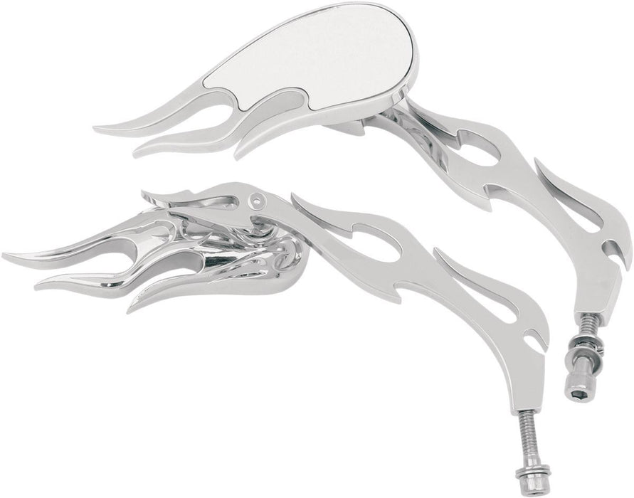Drag Specialties Mirror Flame W/ Flame Stem Chrome - Part #06400219 - Hogparts UK