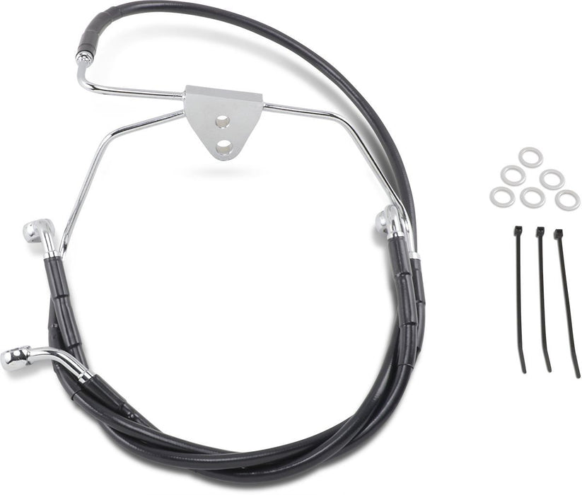 Drag Specialties Front Brake Line Black Vinyl Coated Stainless Steel Extended 2" - Part #17412515 - Hogparts UK