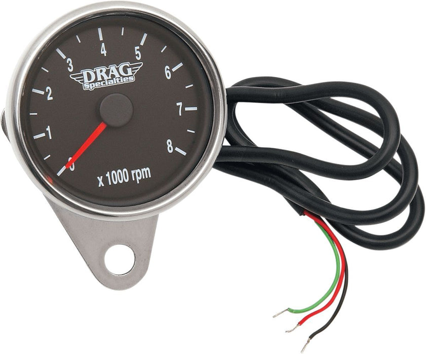 Drag Specialties 2.4" Tachometer 8000Rpm Led Chrome Black Face Red Needle - Part #22110031 - Hogparts UK
