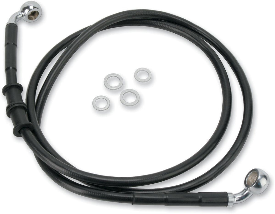 Drag Specialties Front Brake Line Black Vinyl Coated Stainless Steel Extended 4" - Part #17412594 - Hogparts UK