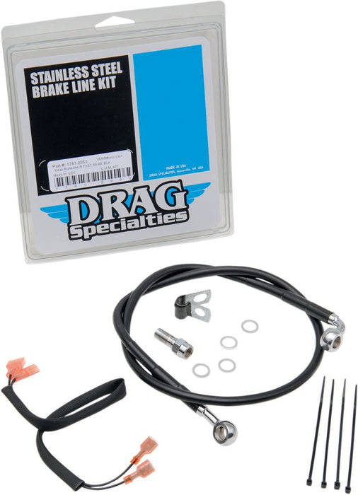 Drag Specialties Rear Brake Line Black Vinyl Coated Stainless Steel - Part #17412953 - Hogparts UK