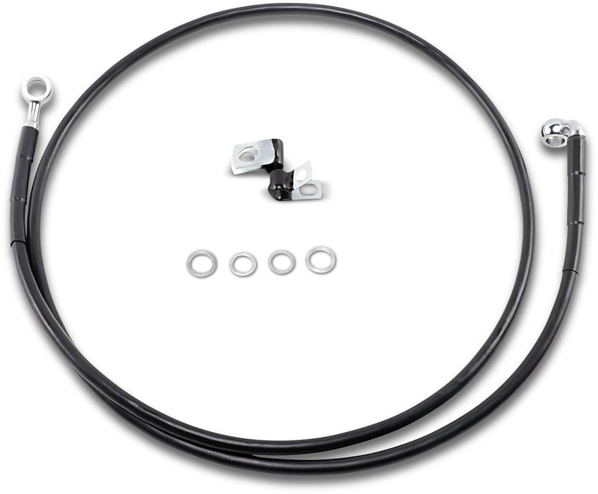 Drag Specialties Front Brake Line Black Vinyl Coated Stainless Steel Extended 10" - Part #17412549 - Hogparts UK