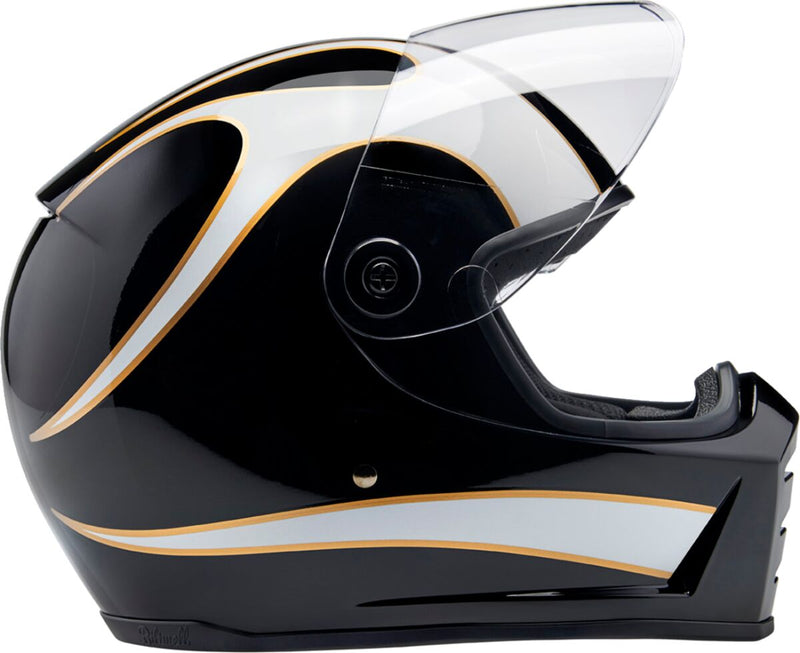 Biltwell Lane Splitter 22.06 Helmet Black Gloss White XL Full Face Each