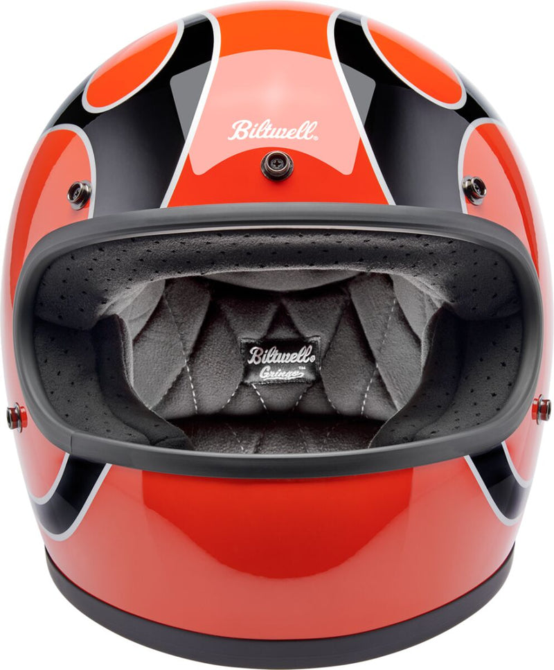 Biltwell Gringo Flames Helmet Black Gloss Orange Full Face Each