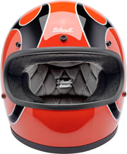 Biltwell Gringo Flames Helmet Black Gloss Orange Full Face Each