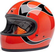 Biltwell Gringo Flames Helmet Black Gloss Orange Full Face