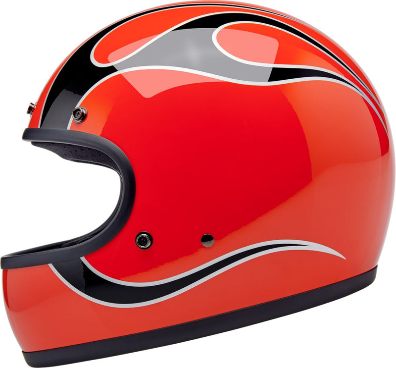 Biltwell Gringo Flames Helmet Black Gloss Orange XL Full Face Each