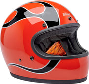 Biltwell Gringo Flames Helmet Black Gloss Orange XL Full Face Each