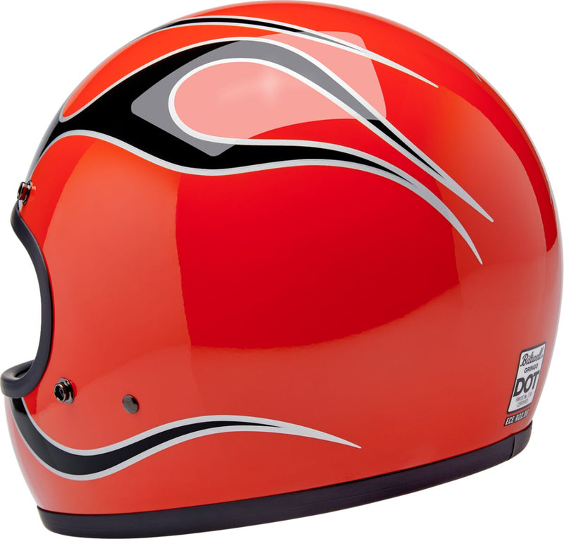 Biltwell Gringo Flames Helmet Black Gloss Orange XL Full Face Each