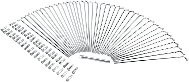 Drag Specialties Front Chrome Spoke Set for Drop Centre Rim w/Aluminium Hub Disc Brake - Inside Lace for Various Various Harley-Davidson Motorcycles (See Fitment List)