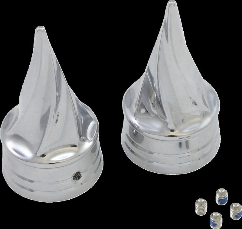 Kuryakyn Twisted Axle Caps For Later Models Of Various Harley-Davidson Motorcycles (See Fitment List) In Chrome