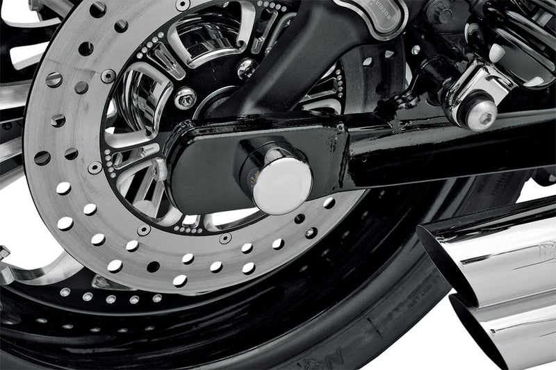 Drag Specialties Chrome Rear Axle Caps for 2008-2017 Harley-Davidson Softail and 2008-2017 Harley-Davidson Dyna Motorcycles