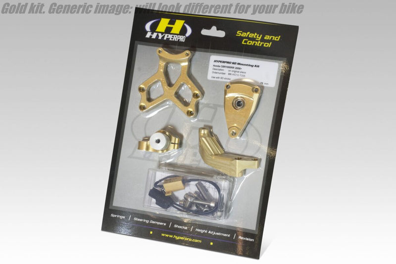 Hyperpro Steering Damper Mounting Kit for 2022-2025 DUCATI DESERT X 950 ABS Gold Steering Damping Aluminium #MK-DU09-O002