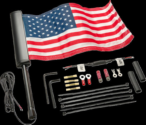 Ciro LED Lighted Flagpole with American Flag Flag Pole Black