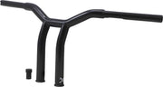 Burly Brand 10 Inch High Dominator Raked 1-1/4 Inch T-Bar Handlebars In Gloss Black For Harley-Davidson 1982-2021 Models With Mechanic Or E-Throttle With 3-1/2 Mount Bolt Spacing