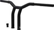 Burly Brand 10 Inch High Dominator Raked 1-1/4 Inch T-Bar Handlebars In Matte Black For Harley-Davidson 1982-2024 Harley-Davidson Including E-Throttle Models