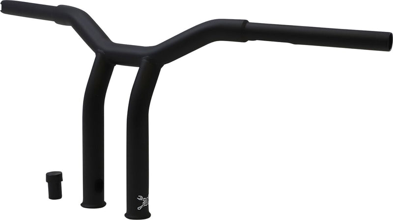 Burly Brand 10 Inch High Dominator Raked 1-1/4 Inch T-Bar Handlebars In Matte Black For Harley-Davidson 1982-2024 Harley-Davidson Including E-Throttle Models