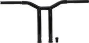 Burly Brand 12 Inch High Dominator Raked 1-1/4 Inch T-Bar Handlebars In Gloss Black For Harley-Davidson 1982-2021 Models With Mechanic Or E-Throttle With 3-1/2 Mount Bolt Spacing