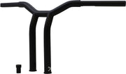 Burly Brand 12 Inch High Dominator Raked 1-1/4 Inch T-Bar Handlebars In Matte Black For Harley-Davidson 1982-2021 Models With Mechanic Or E-Throttle With 3-1/2 Mount Bolt Spacing