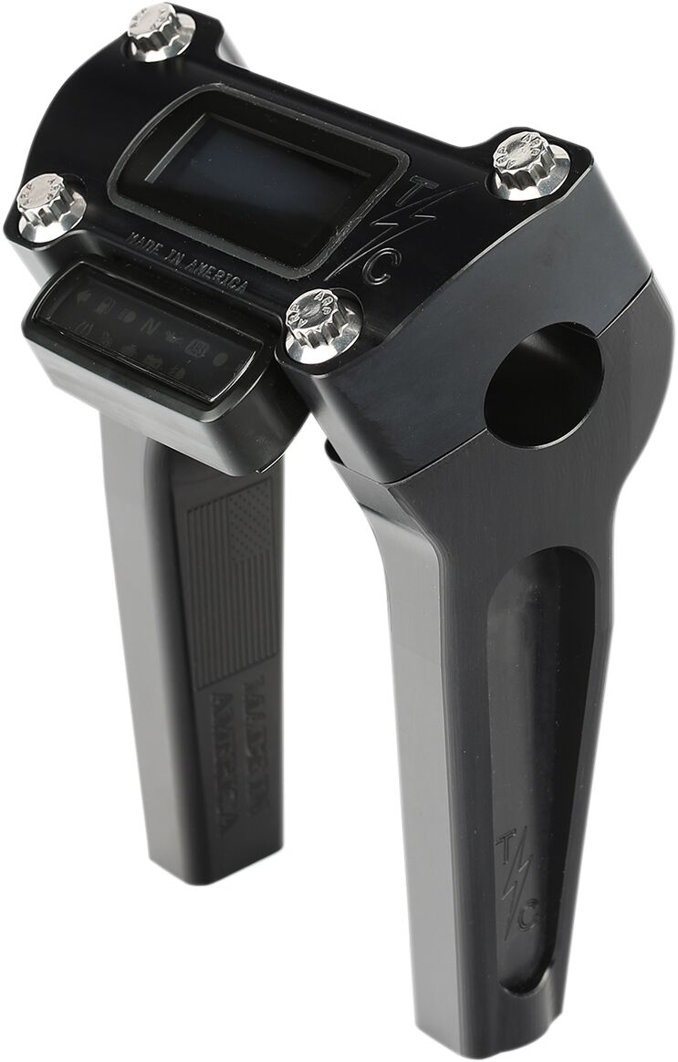 Thrashin Supply Co. 6 Inch Straight Handlebar Riser In Black With Gauge Cut Out