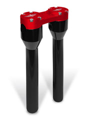 Heinz Bikes 12 Inch Clubstyle Straight Risers In Black With Red Top Clamp For 1 Inch Handlebars