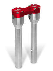Heinz Bikes 12 Inch Clubstyle Straight Risers In Silver With Red Top Clamp For 1 Inch Handlebars