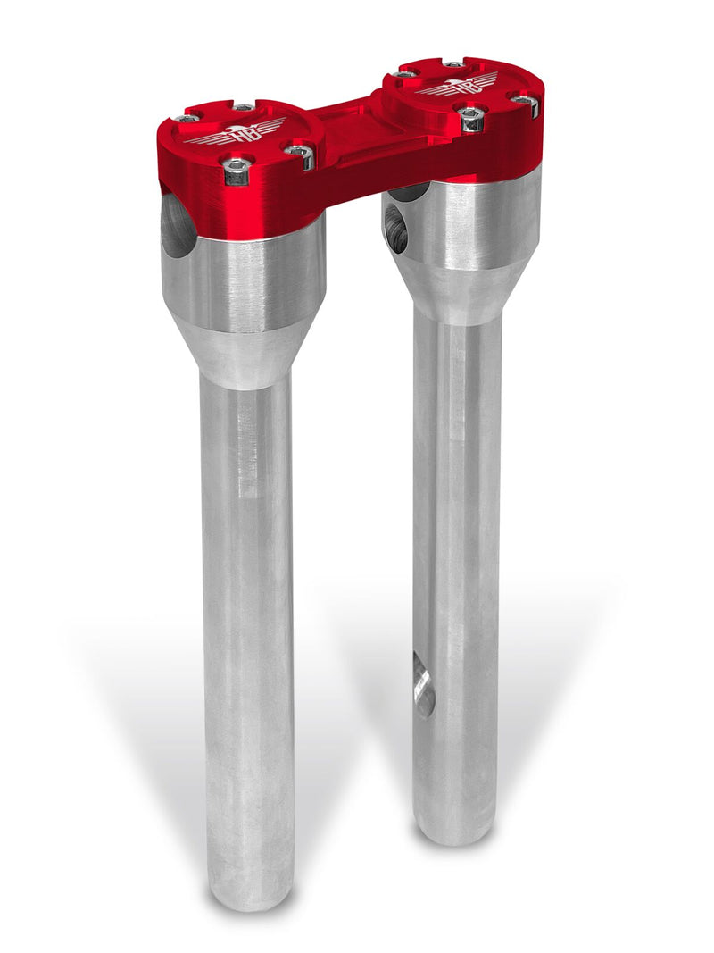Heinz Bikes 12 Inch Clubstyle Straight Risers In Silver With Red Top Clamp For 1 Inch Handlebars