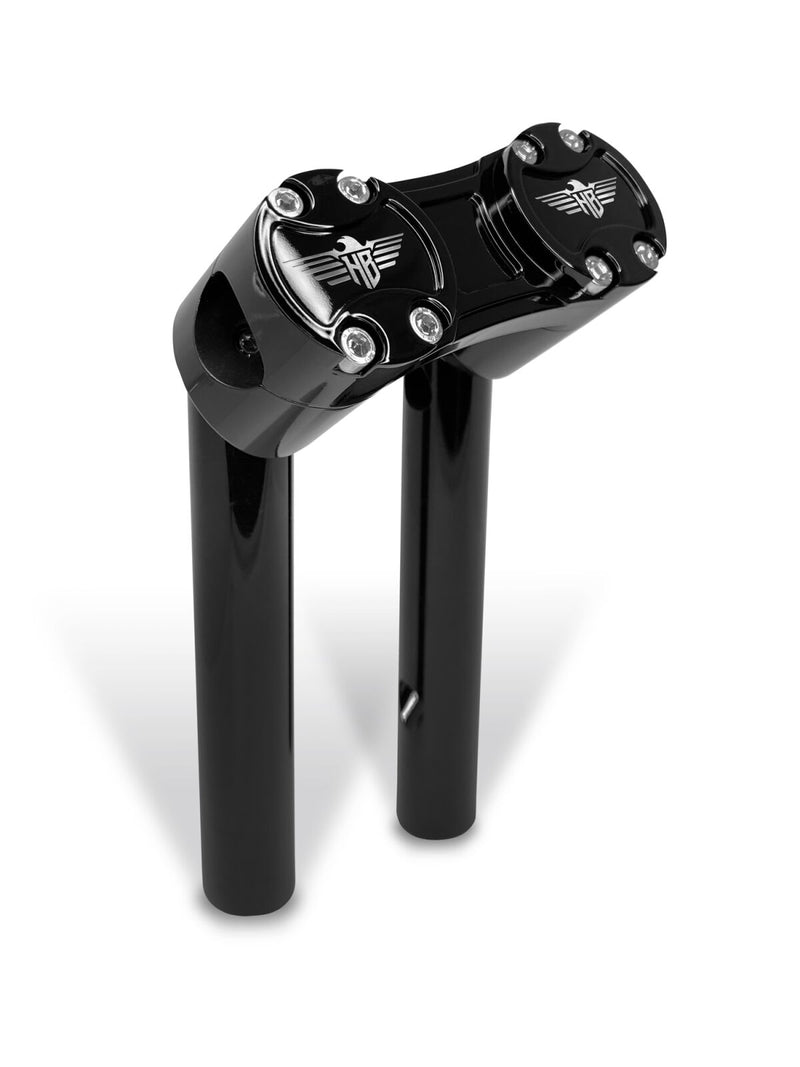 Heinz Bikes 6 Inch Clubstyle Pullback Risers In Black With Black Top Clamp For 1 Inch Handlebars