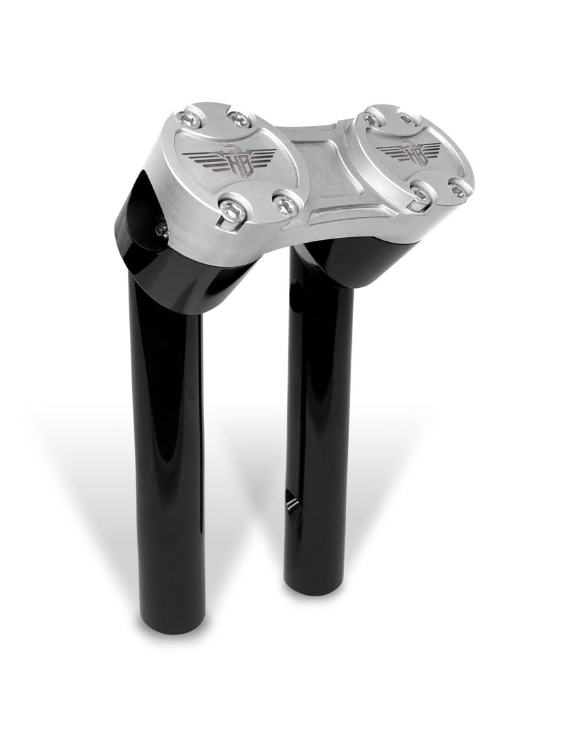 Heinz Bikes 6 Inch Clubstyle Pullback Risers In Black With Silver Top Clamp For 1 Inch Handlebars