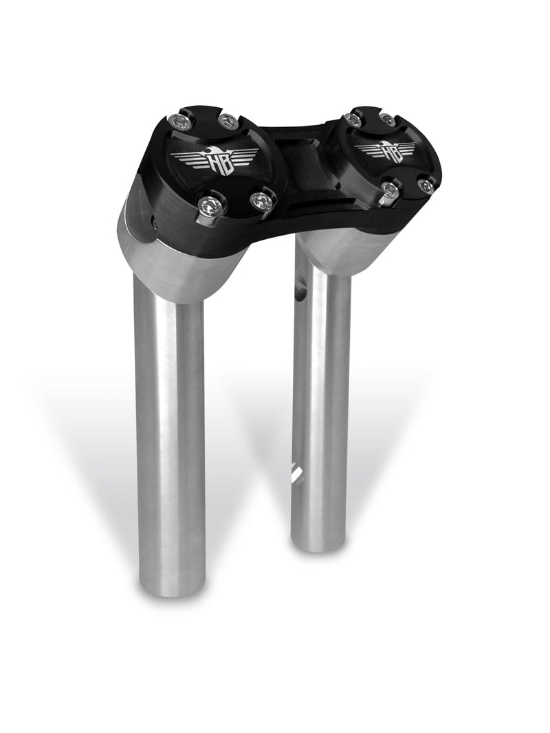 Heinz Bikes 6 Inch Clubstyle Pullback Risers In Silver With Black Top Clamp For 1 Inch Handlebars