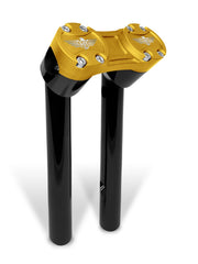 Heinz Bikes 10 Inch Clubstyle Pullback Risers In Black With Gold Top Clamp For 1 Inch Handlebars