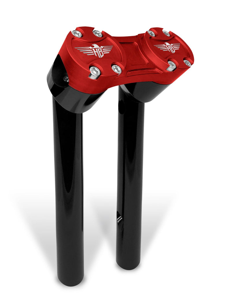 Heinz Bikes 10 Inch Clubstyle Pullback Risers In Black With Red Top Clamp For 1 Inch Handlebars