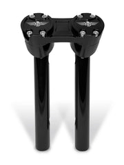 Heinz Bikes 10 Inch Clubstyle Pullback Risers In Black With Black Top Clamp For 1 1/4 Inch Handlebars