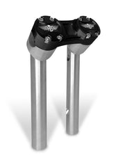 Heinz Bikes 10 Inch Clubstyle Pullback Risers In Silver With Black Top Clamp For 1 1/4 Inch Handlebars