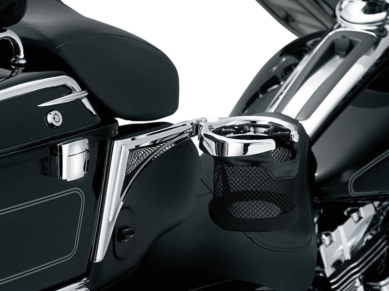 Kuryakyn Passenger Drink Holder With Mesh Basket With Right Side In Chrome