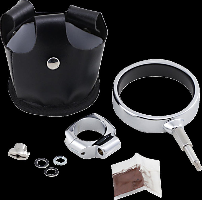 Kuryakyn Universal Drink Ring With Beverage Rack For 1 Inch Handlebars In Chrome & Black