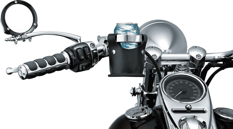 Kuryakyn Universal Drink Ring With Beverage Rack For 1 Inch Handlebars In Chrome & Black