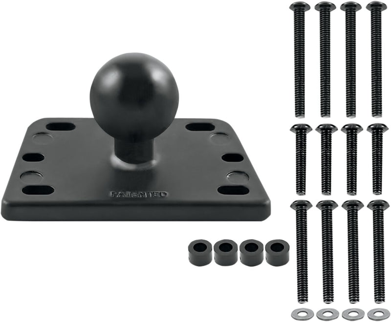 RAM Mounts Brake/Clutch Reservoir Cover Mount Base with 1" Ball Black Powder-Coated Rectangle Mounting Aluminium Kit