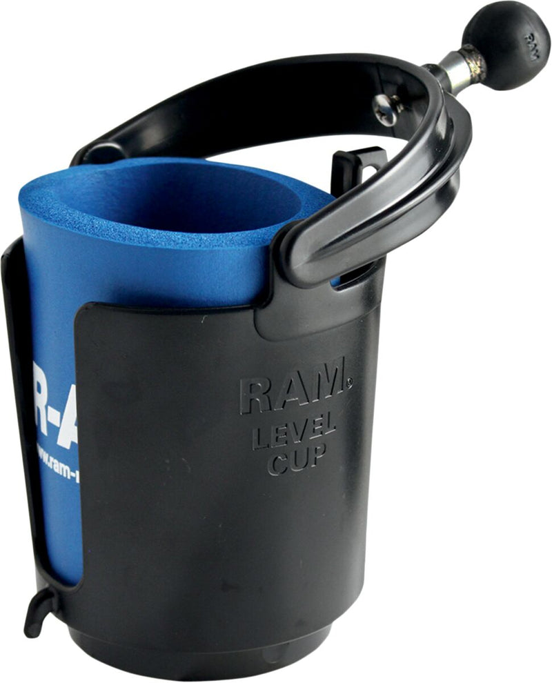 RAM Mounts Self-Leveling Cup Holder and Cozy with 1" Ball Black Flat Universal Drink Composite