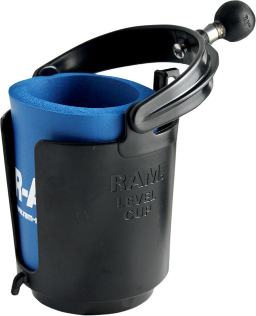 RAM Mounts Self-Leveling Cup Holder and Cozy with 1" Ball Black Flat Universal Drink Composite