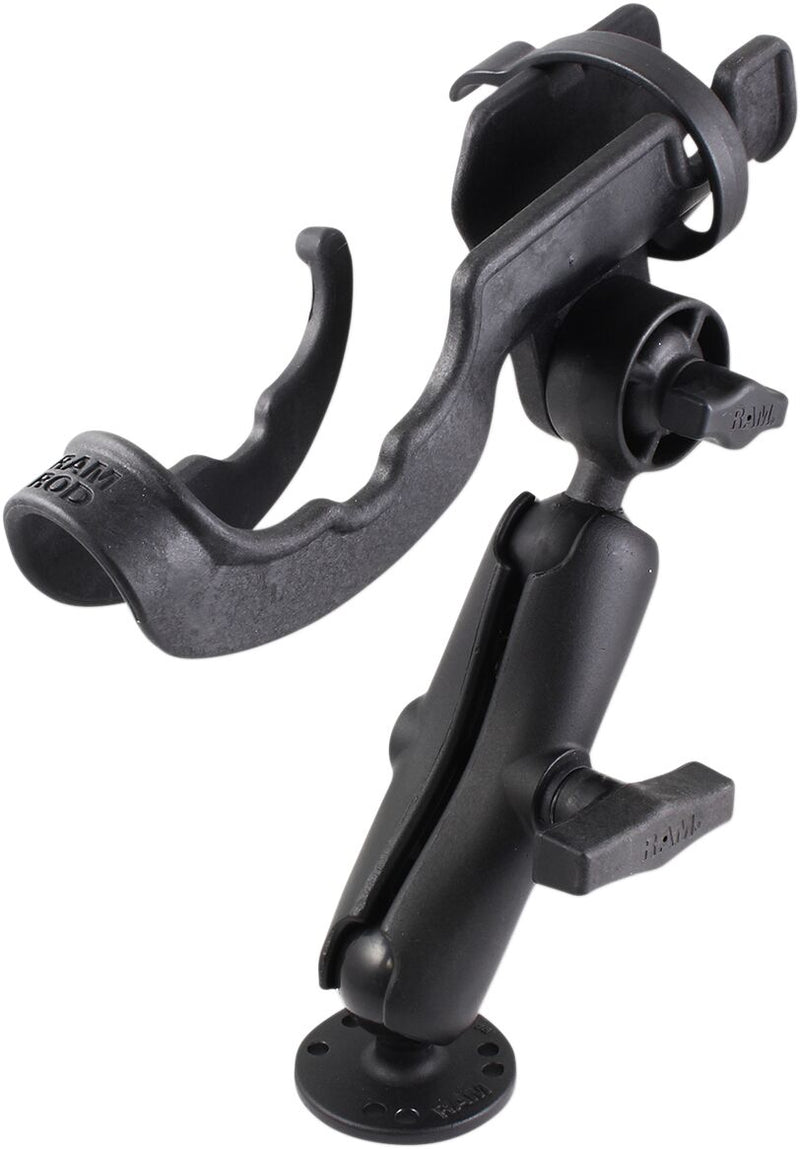 RAM Mounts RAM ROD® Fishing Rod Double Ball Mount Holder Black Flat Universal Aluminium Plastic