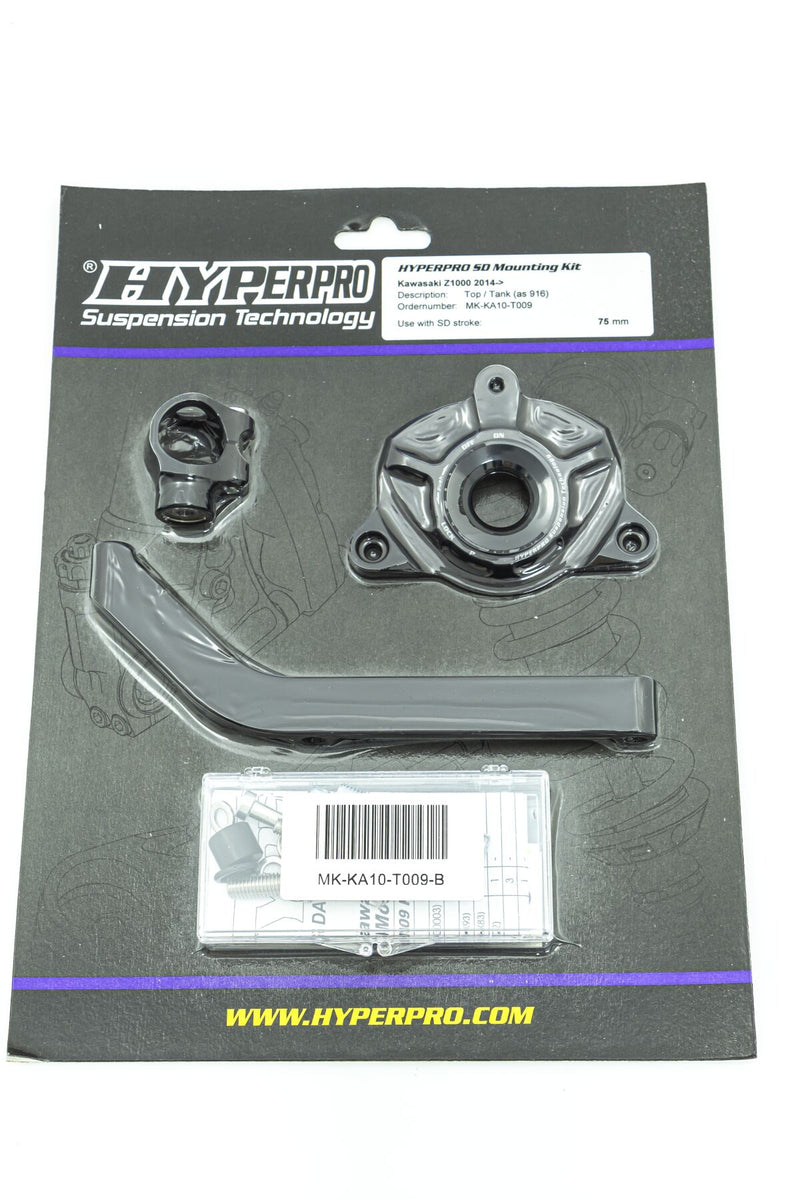Hyperpro Steering Damper Mounting Kit for 2014-2020 KAWASAKI Z 1000 ABS Black Aluminium #MK-KA10-T009-B
