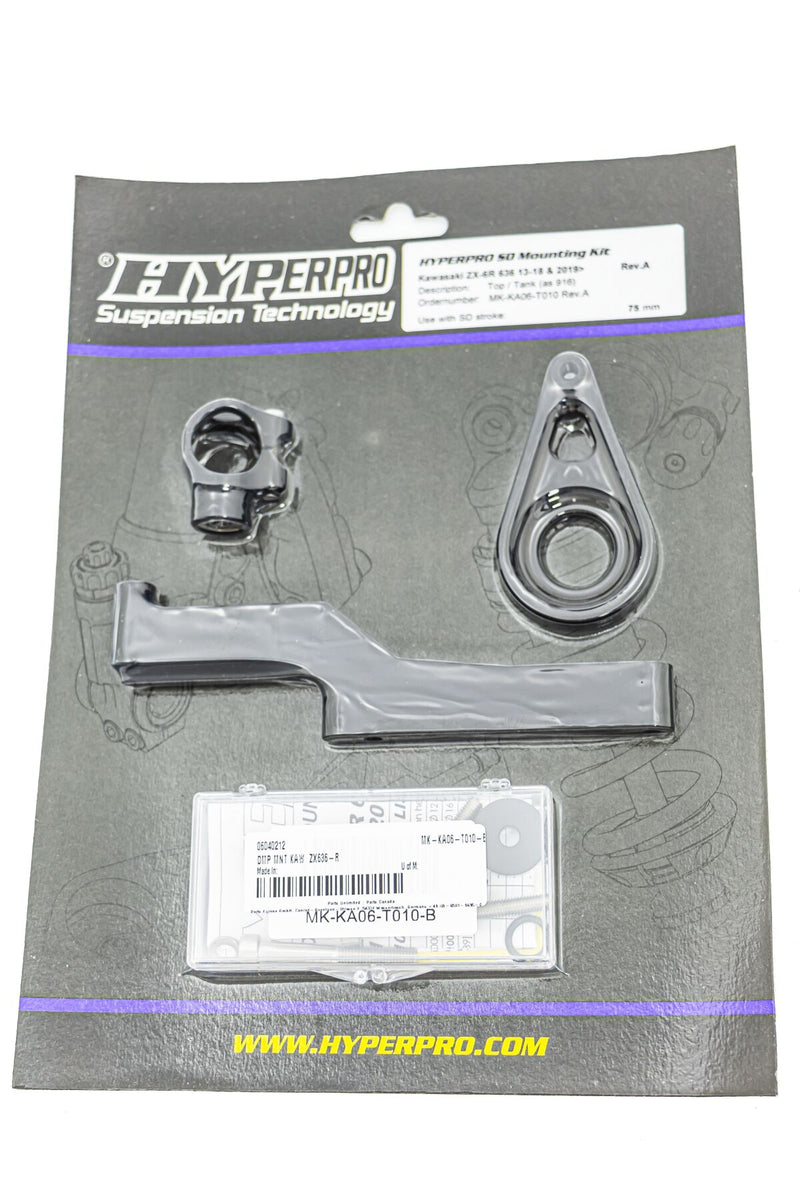 Hyperpro Steering Damper Mounting Kit for 2013-2019 KAWASAKI ZX-6 R 636 Black Aluminium #MK-KA06-T010-B