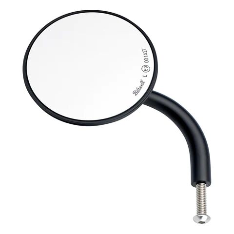 Biltwell Utility Round Short Stem ECE Approved Mirror In Black: Single Mirror
