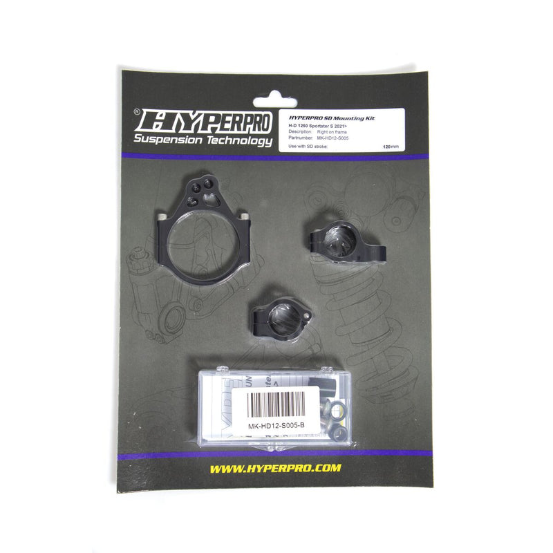 Hyperpro Steering Damper Mounting Kit for 2021-2022 Harley-Davidson RH 1250 S ABS Black Aluminium #MK-HD12-S005-B